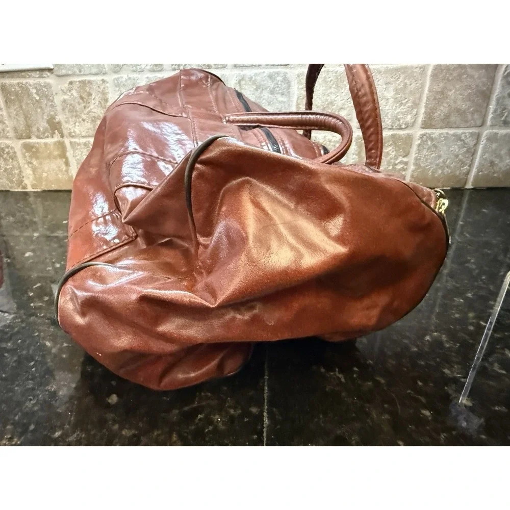 Vtg Wilson Faux Vegan Brown Leather Sports Duffle Carry On Gym‎ Travel Bag RARE